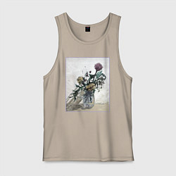 Майка мужская хлопок Цветы Хёнджина, цвет: миндальный