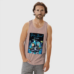 Майка мужская хлопок Rick and Morty - space special forces, цвет: пыльно-розовый — фото 2