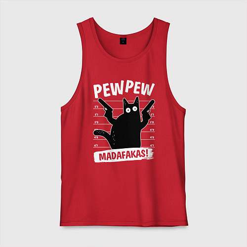 Мужская майка Кот с пушками / Красный – фото 1