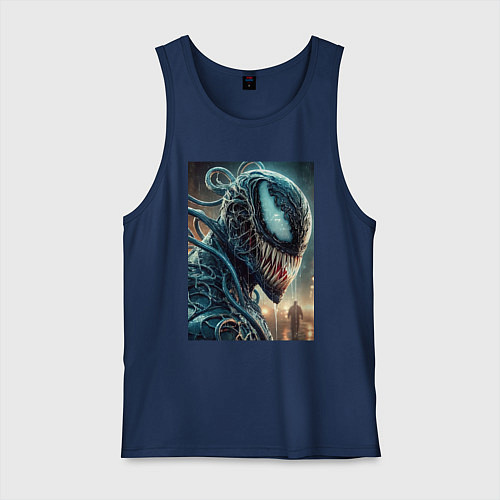 Мужская майка Веном в профиль - нейроарт фантазия / Тёмно-синий – фото 1
