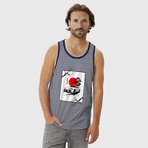 Мужская майка Toyota Supra sakura / Синяя тельняшка – фото 3