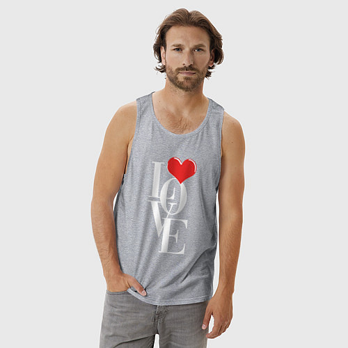 Мужская майка Love - big heart / Меланж – фото 3