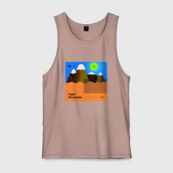 Майка мужская хлопок Ночные горы, цвет: пыльно-розовый