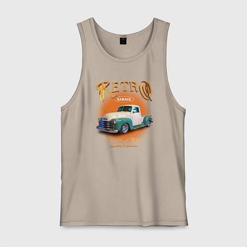 Мужская майка Ретро гараж и автомобиль Chevrolet Thriftmaster / Миндальный – фото 1