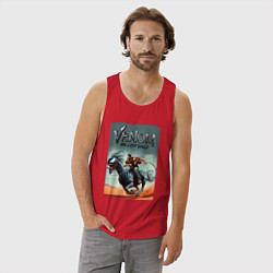 Майка мужская хлопок Venom the last dance - Eddie rides on a symbiote h, цвет: красный — фото 2