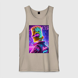 Майка мужская хлопок Cyber Bart - neon glow, цвет: миндальный