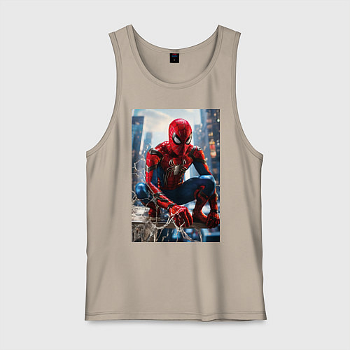 Мужская майка Человек-паук на страже справедливости / Миндальный – фото 1