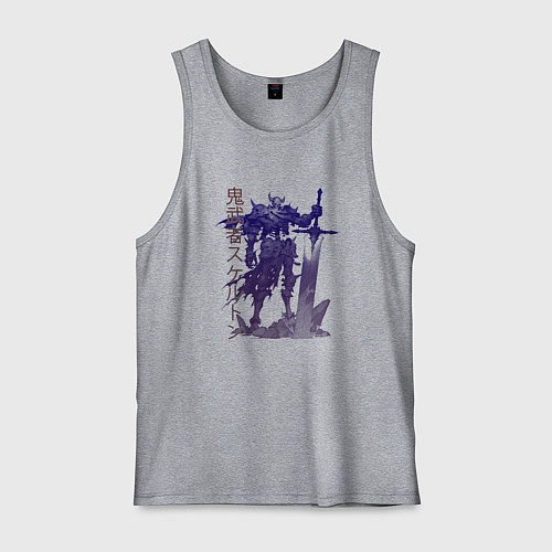 Мужская майка Рогатый воин-скелет / Меланж – фото 1