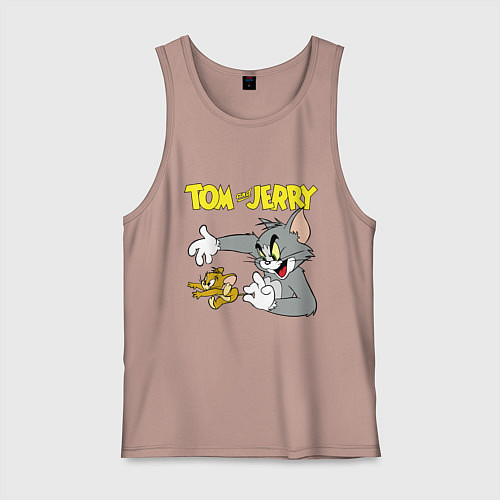 Мужская майка Том и Джерри - кот и мышь / Пыльно-розовый – фото 1