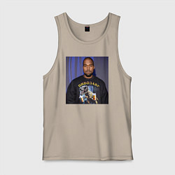 Майка мужская хлопок Канье Уэст пивозавр, цвет: миндальный