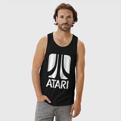 Майка мужская хлопок Atari logo white, цвет: черный — фото 2