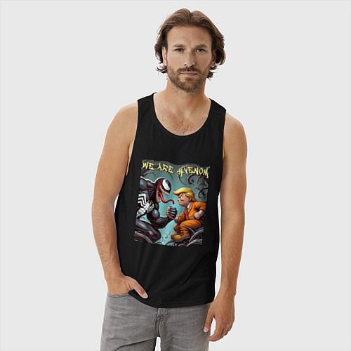 Мужская майка Donald Trump and Venom - ai art fantasy / Черный – фото 3