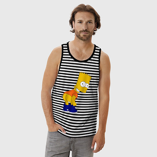 Мужская майка Барт без штанов / Черная тельняшка – фото 3