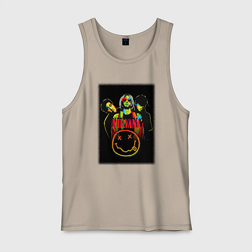Мужская майка Нирвана рок группа / Миндальный – фото 1
