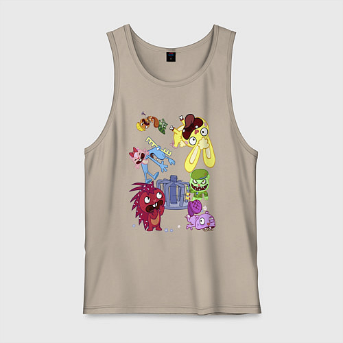 Мужская майка Happy three friends - carousel / Миндальный – фото 1