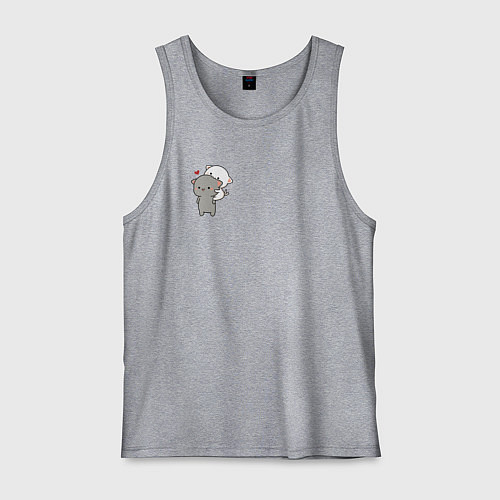 Мужская майка Белый котик на спине у серого для пары / Меланж – фото 1