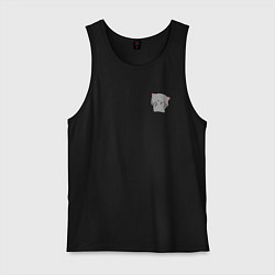 Майка мужская хлопок Серый милый котик для пары, цвет: черный