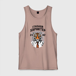 Мужская майка Стальной характер - мужчина тигр