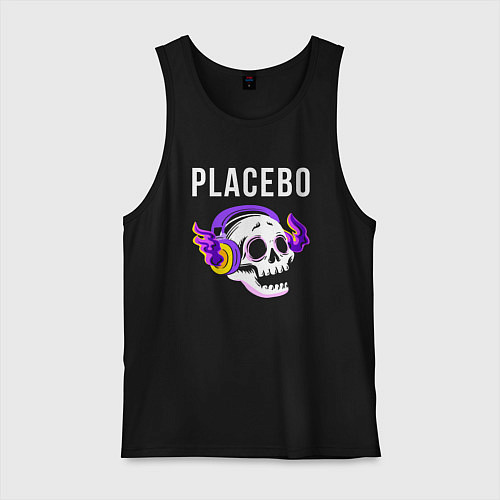 Мужская майка Placebo - неоновый череп / Черный – фото 1