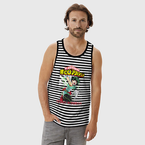 Мужская майка Моя геройская академия Деку / Черная тельняшка – фото 3