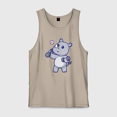 Мужская майка Фитнес носорог / Миндальный – фото 1