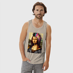 Майка мужская хлопок Mona Lisa - punks not dead, цвет: миндальный — фото 2