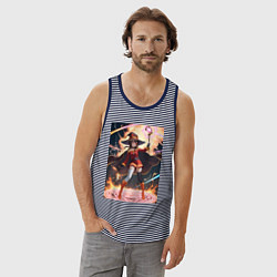 Майка мужская хлопок Мегумин колдует взрывную магию, цвет: синяя тельняшка — фото 2