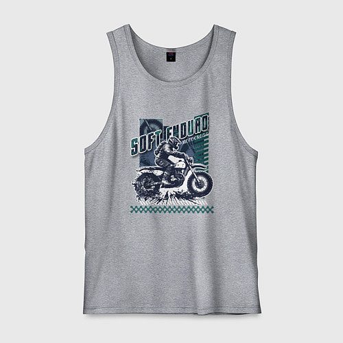 Мужская майка Мотоциклист на мотоцикле:Soft enduro / Меланж – фото 1