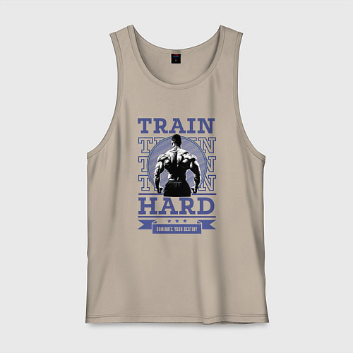 Мужская майка Бодибилдер культурист со спины на светлом / Миндальный – фото 1