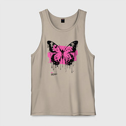 Майка мужская хлопок Emo butterfly, цвет: миндальный