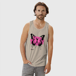 Майка мужская хлопок Emo butterfly, цвет: миндальный — фото 2