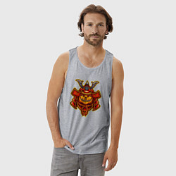 Майка мужская хлопок Samurai halloween, цвет: меланж — фото 2