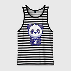 Майка мужская хлопок Геймер панда, цвет: черная тельняшка