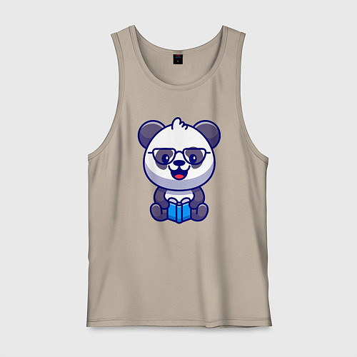 Мужская майка Панда с книгой / Миндальный – фото 1