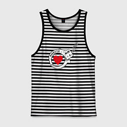 Майка мужская хлопок Вместе парное - наручники, цвет: черная тельняшка