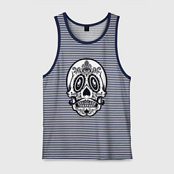 Майка мужская хлопок Skull Mexico, цвет: синяя тельняшка