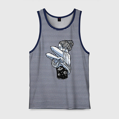 Мужская майка Космическая красотка / Синяя тельняшка – фото 1