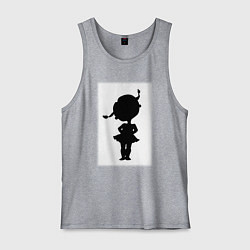 Майка мужская хлопок Силуэт поцелуй она - для пары, цвет: меланж