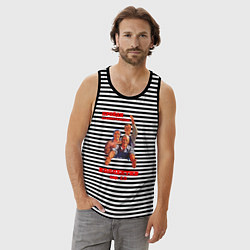 Майка мужская хлопок Пройди полимеризацию коллектив, цвет: черная тельняшка — фото 2