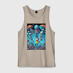 Майка мужская хлопок Skeleton Rick and Morty - ai art fantasy, цвет: миндальный