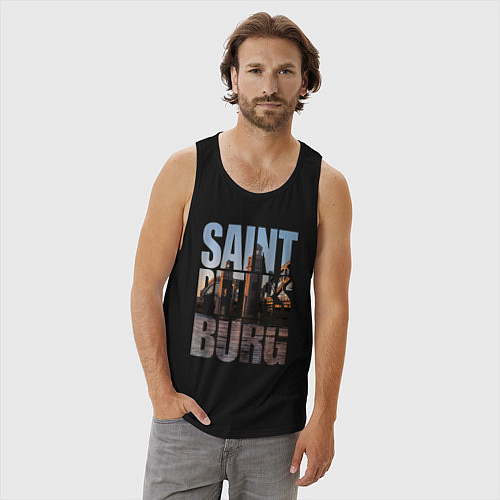 Мужская майка Санкт-Петербург Большеохтинский мост / Черный – фото 3