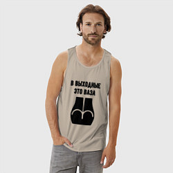 Майка мужская хлопок Выходная ваза, цвет: миндальный — фото 2