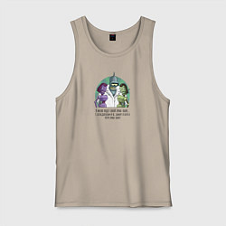 Майка мужская хлопок Робот Бендер с роботессами : Футурама, цвет: миндальный