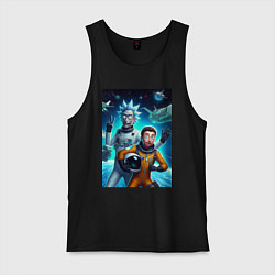 Майка мужская хлопок Космонавты Рик и Морти - нейроарт фантазия, цвет: черный