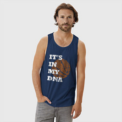 Майка мужская хлопок Баскетбольный ДНК, цвет: тёмно-синий — фото 2