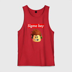 Майка мужская хлопок Sigma boy roblox head - мем Роблокс Сигма бой, цвет: красный