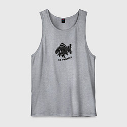 Майка мужская хлопок Декоративная татуировка рыбы на рыбалку, цвет: меланж