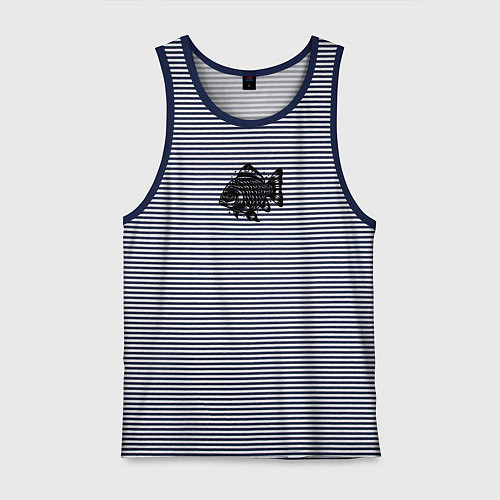 Мужская майка Декоративная татуировка рыбы / Синяя тельняшка – фото 1