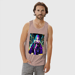 Майка мужская хлопок Девушка поп идол, цвет: пыльно-розовый — фото 2