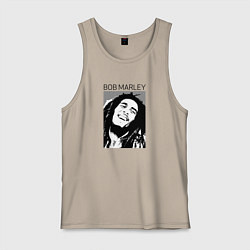 Майка мужская хлопок Боб Марли абстрактный портрет, цвет: миндальный